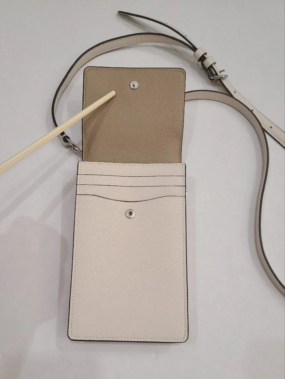 Coach North South Phone Crossbody Leather Bag in Solid Chalk
